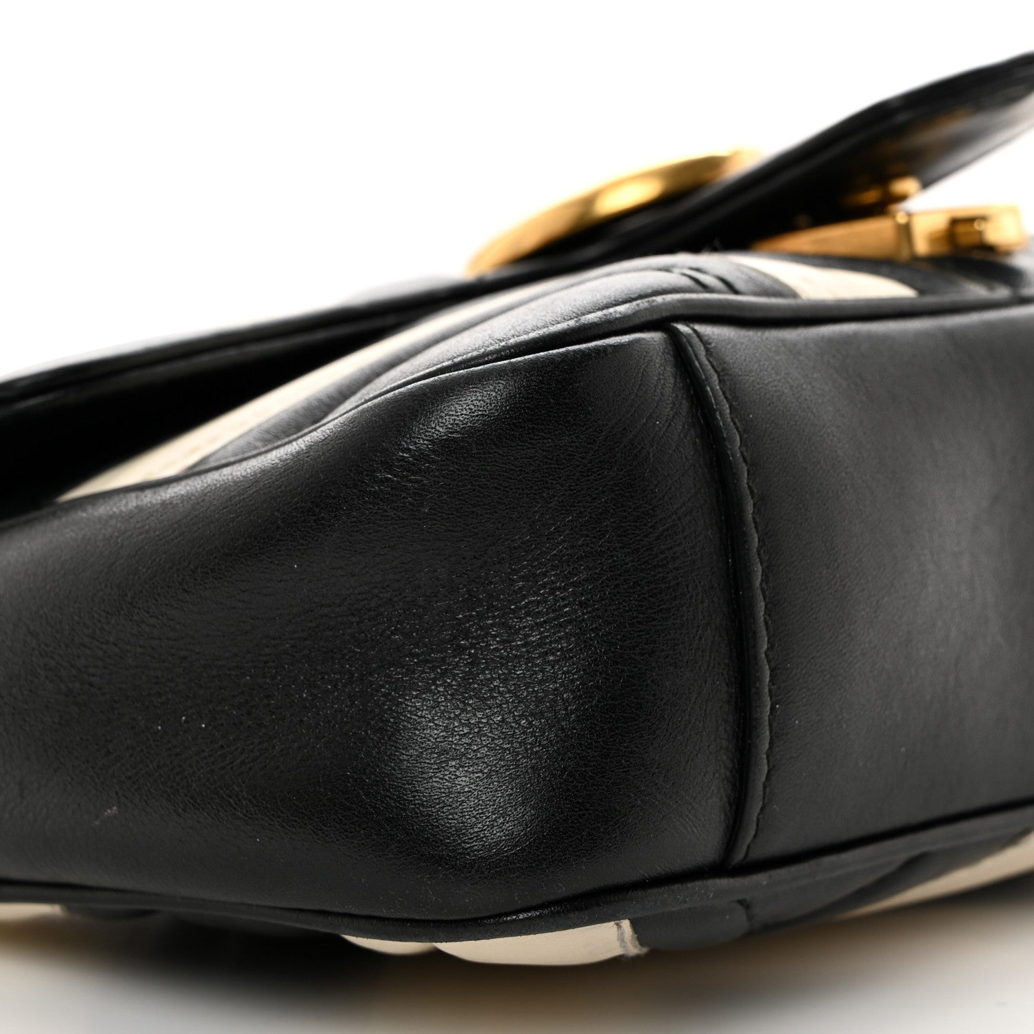Gucci Calfskin Matelasse Mini GG Marmont Shoulder Bag Black White 9 of 10