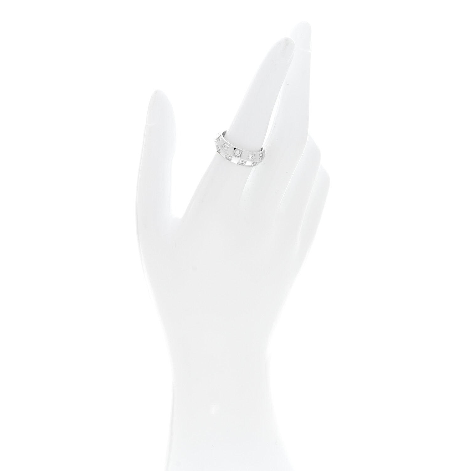Louis Vuitton 18K White Gold Diamond Large Le Damier Ring 54 6.75 2 of 5