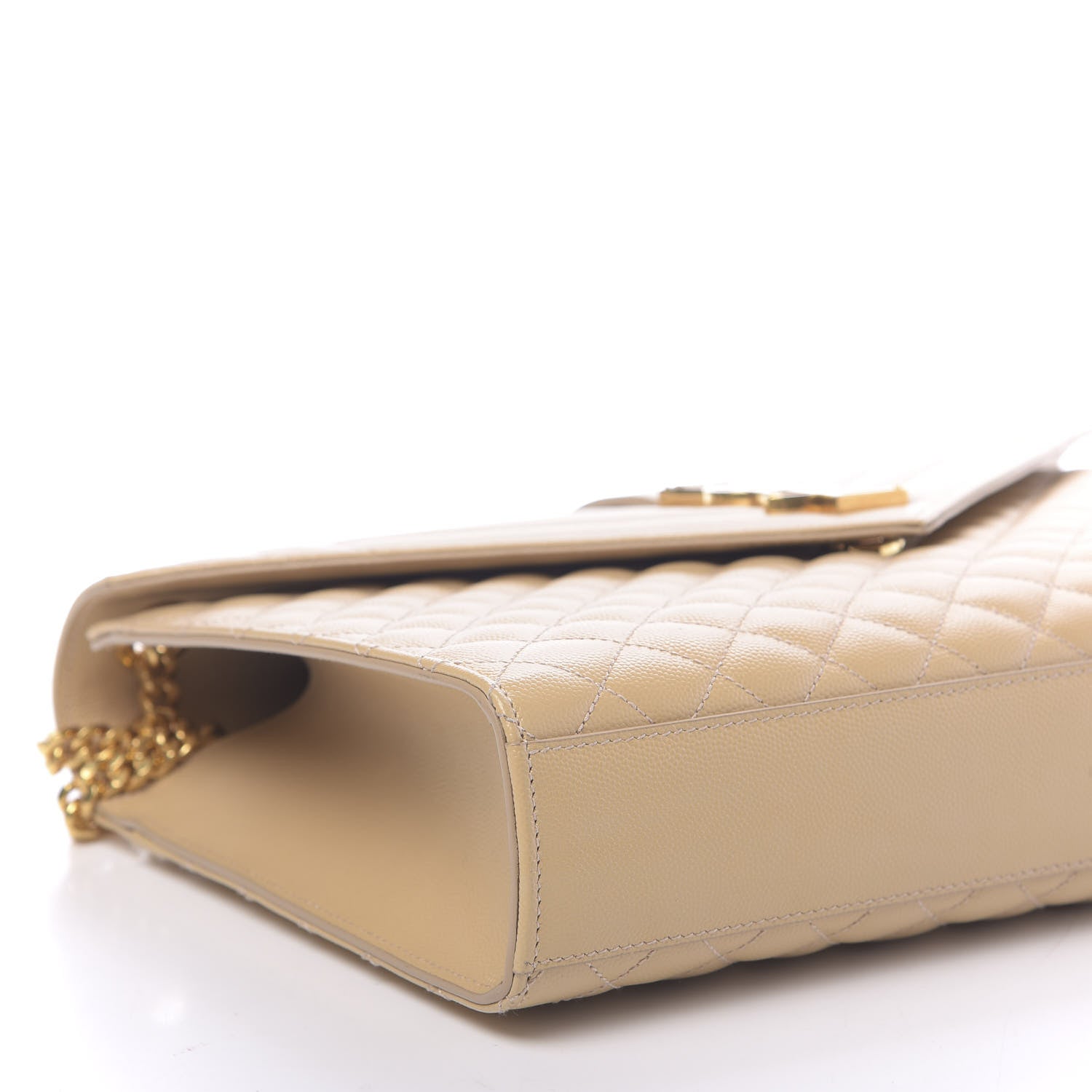 Saint Laurent Grain De Poudre Large Tri-Quilt Monogram Satchel Dark Beige 7 of 9