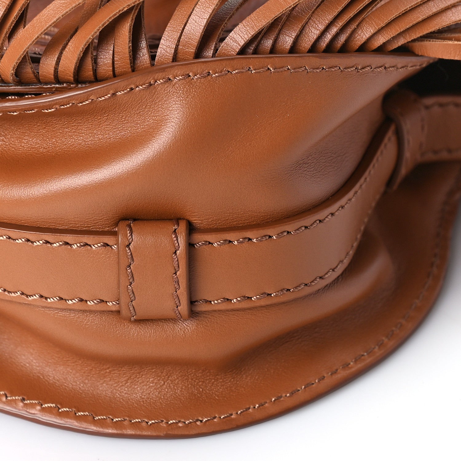 Chloe Calfskin Mini Marcie Round Fringe Crossbody Bag Tan 8 of 8