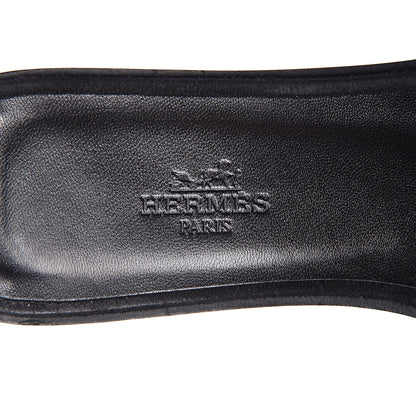 Hermes Sheared Mink Womens Oran Sandals 37 Black 6 of 7