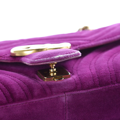 Gucci Velvet Matelasse Small GG Marmont Shoulder Bag Fuchsia Violet Cyclamen 10 of 16