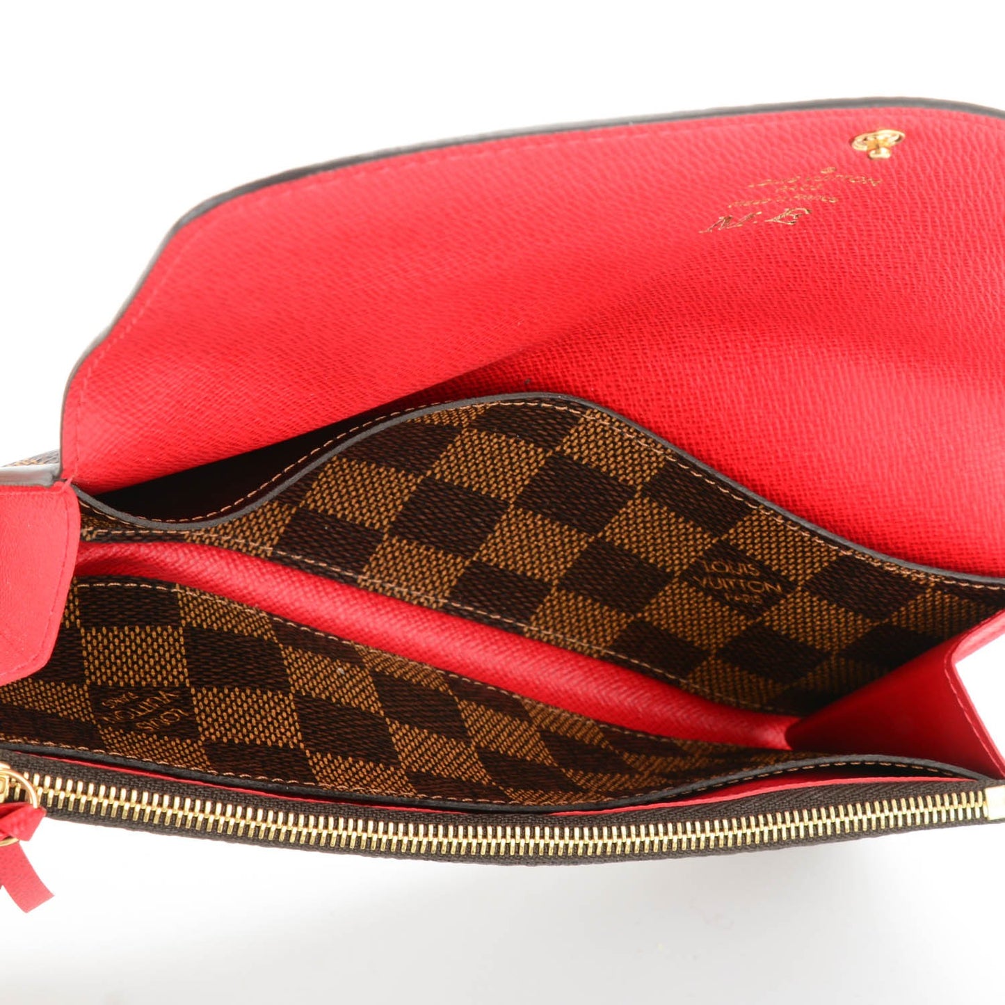 Damier Ebene Emilie Wallet Red