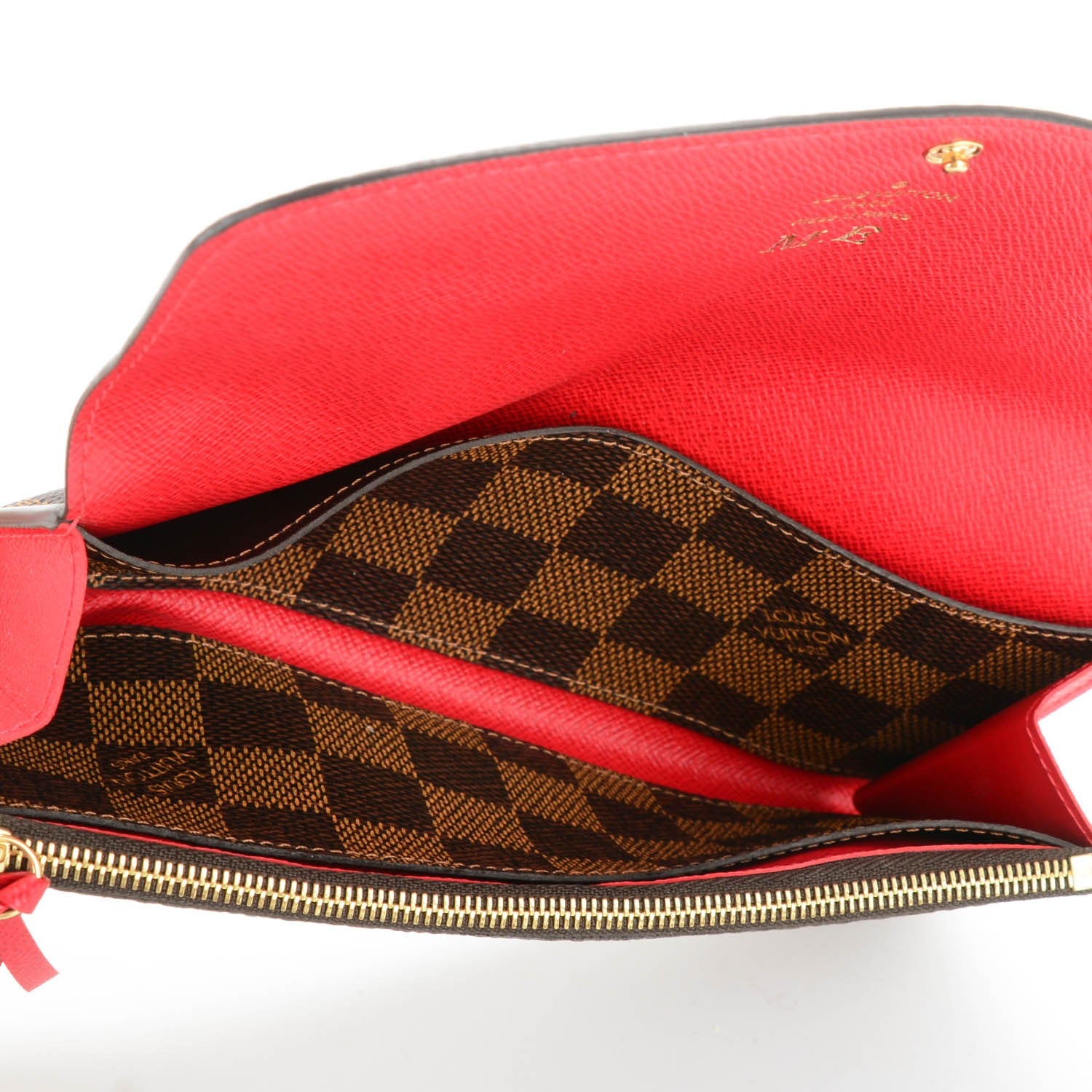 Louis Vuitton Damier Ebene Emilie Wallet Red 6 of 7
