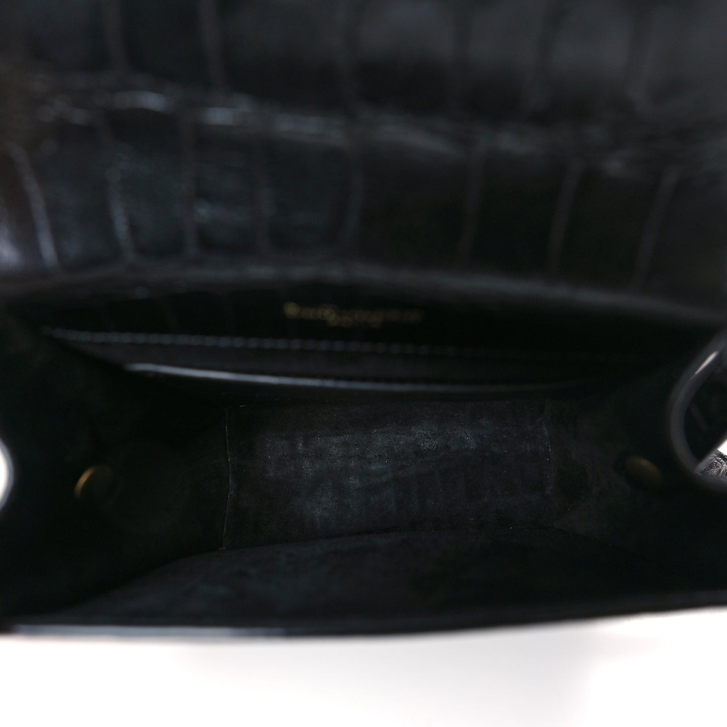 Calfskin Embossed Crocodile North South Kaia Satchel Black