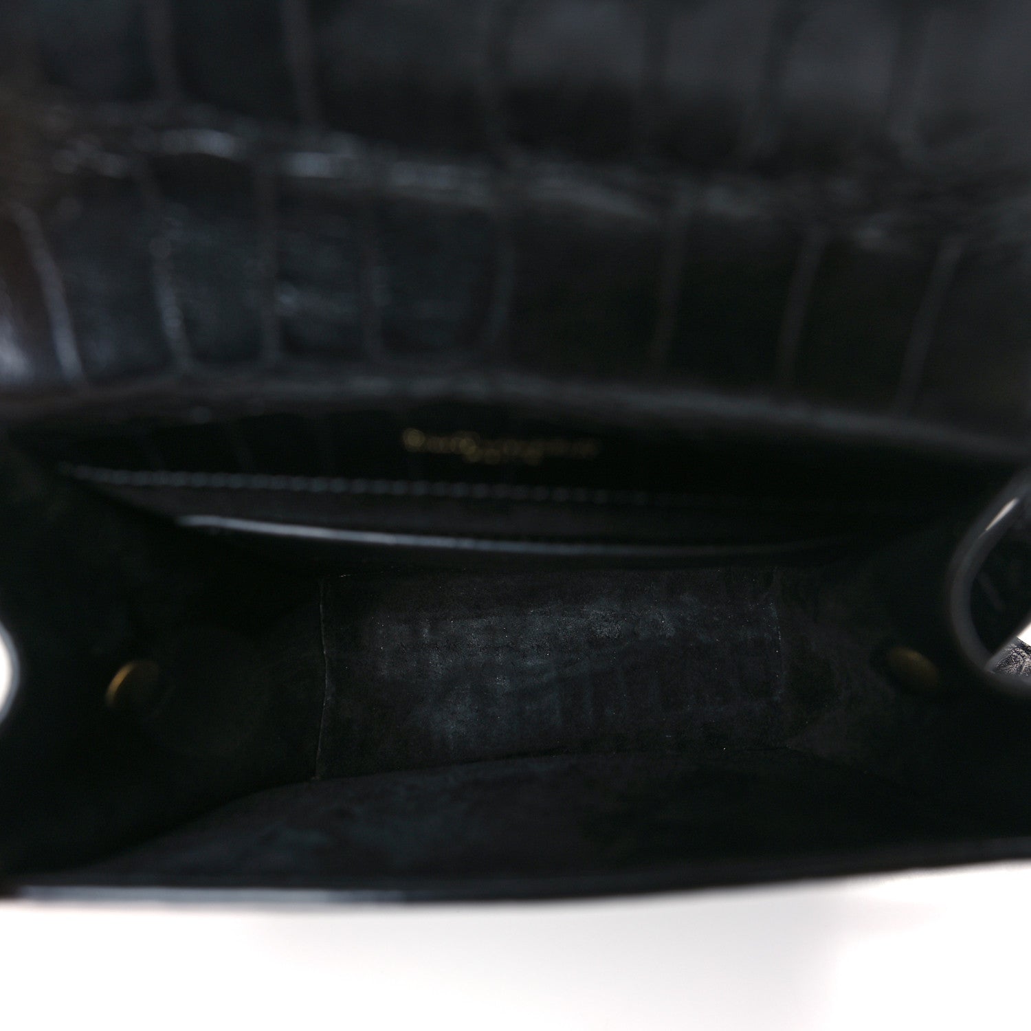 Saint Laurent Calfskin Embossed Crocodile North South Kaia Satchel Black 5 of 8