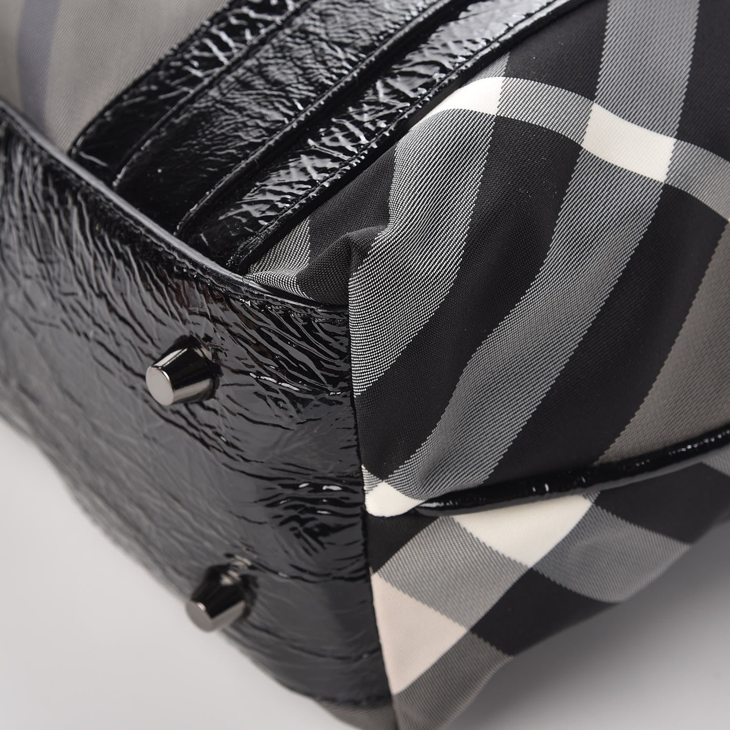 Burberry Patent Trim Smoked Check Tote Black 12 of 14