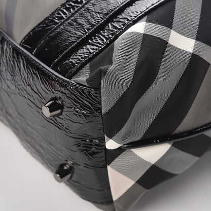 Burberry Patent Trim Smoked Check Tote Black 12 of 14