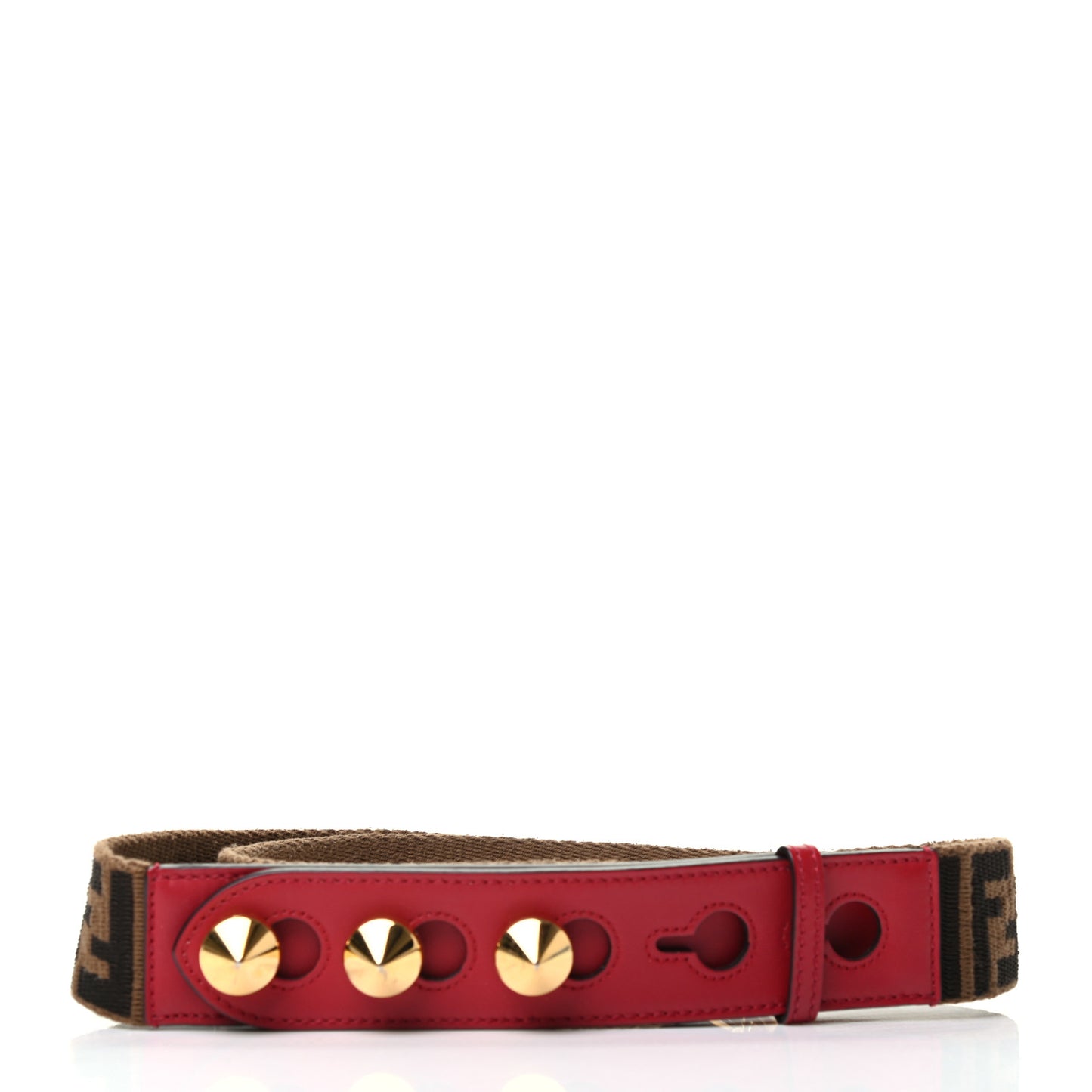 Ribbon Vitello Century FF 1974 Studded Strap You Fango Marrone Fragola