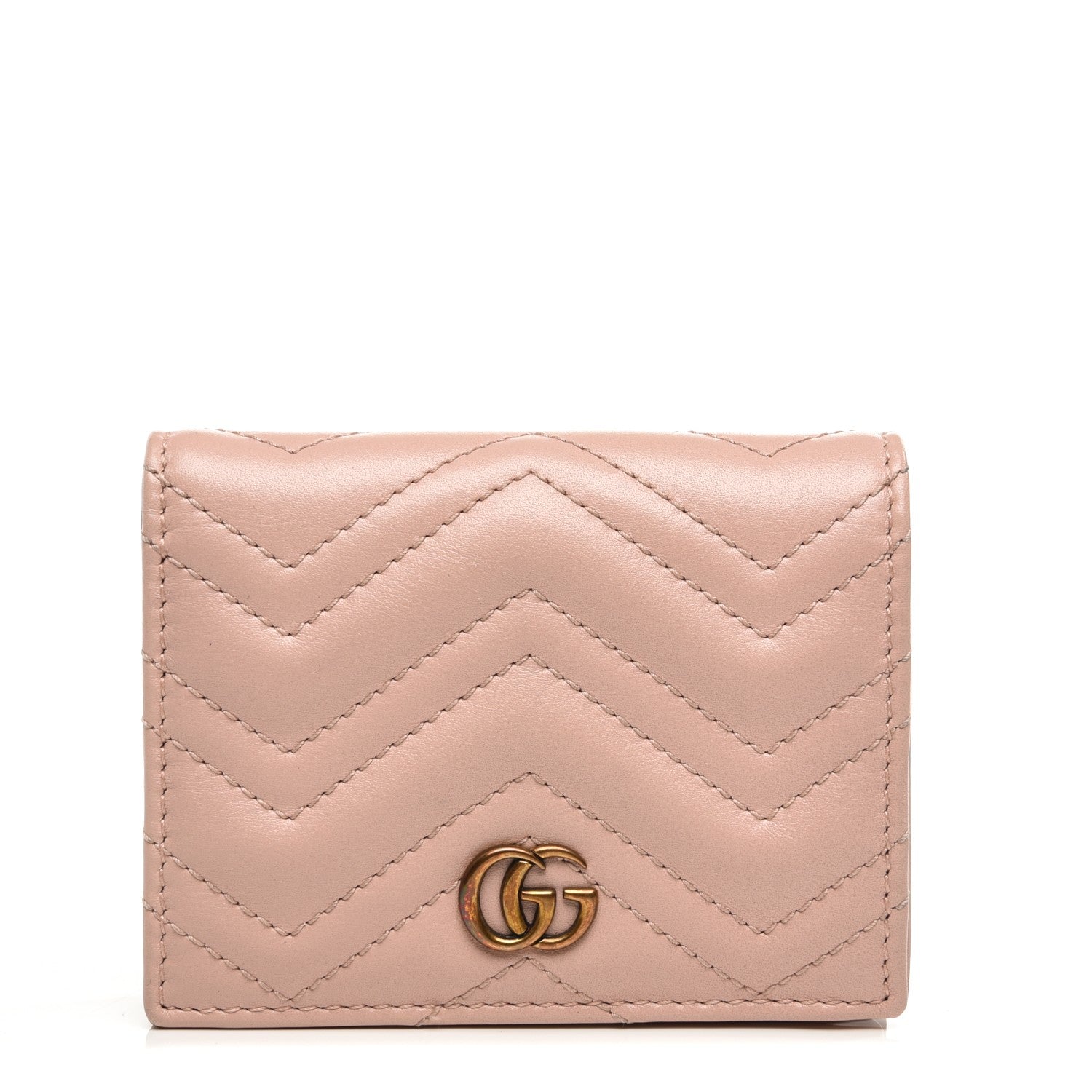 Gucci Calfskin Matelasse GG Marmont Card Case Perfect Pink 1 of 6