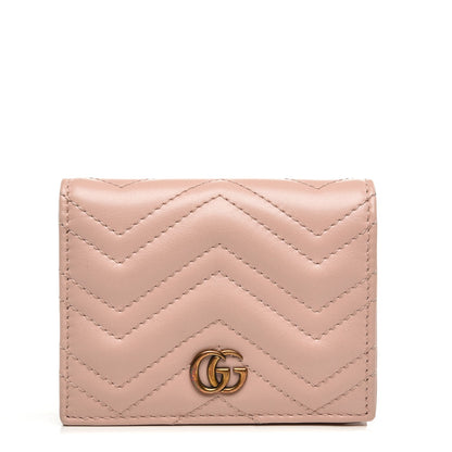 Gucci Calfskin Matelasse GG Marmont Card Case Perfect Pink 1 of 6