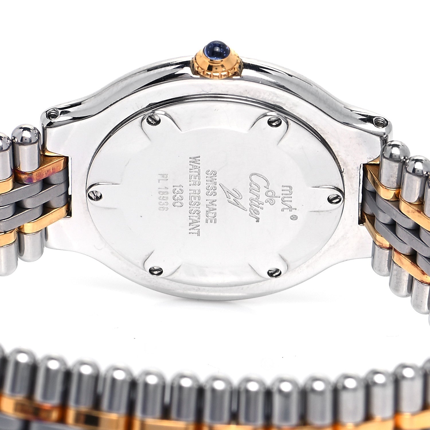 Cartier Stainless Steel 18K Yellow Gold 31mm Must De 21 Bullet Link Quartz Watch 4 of 4