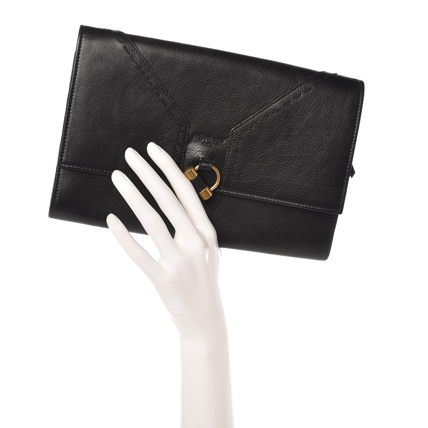 Calfskin Muse Zip Clutch Black