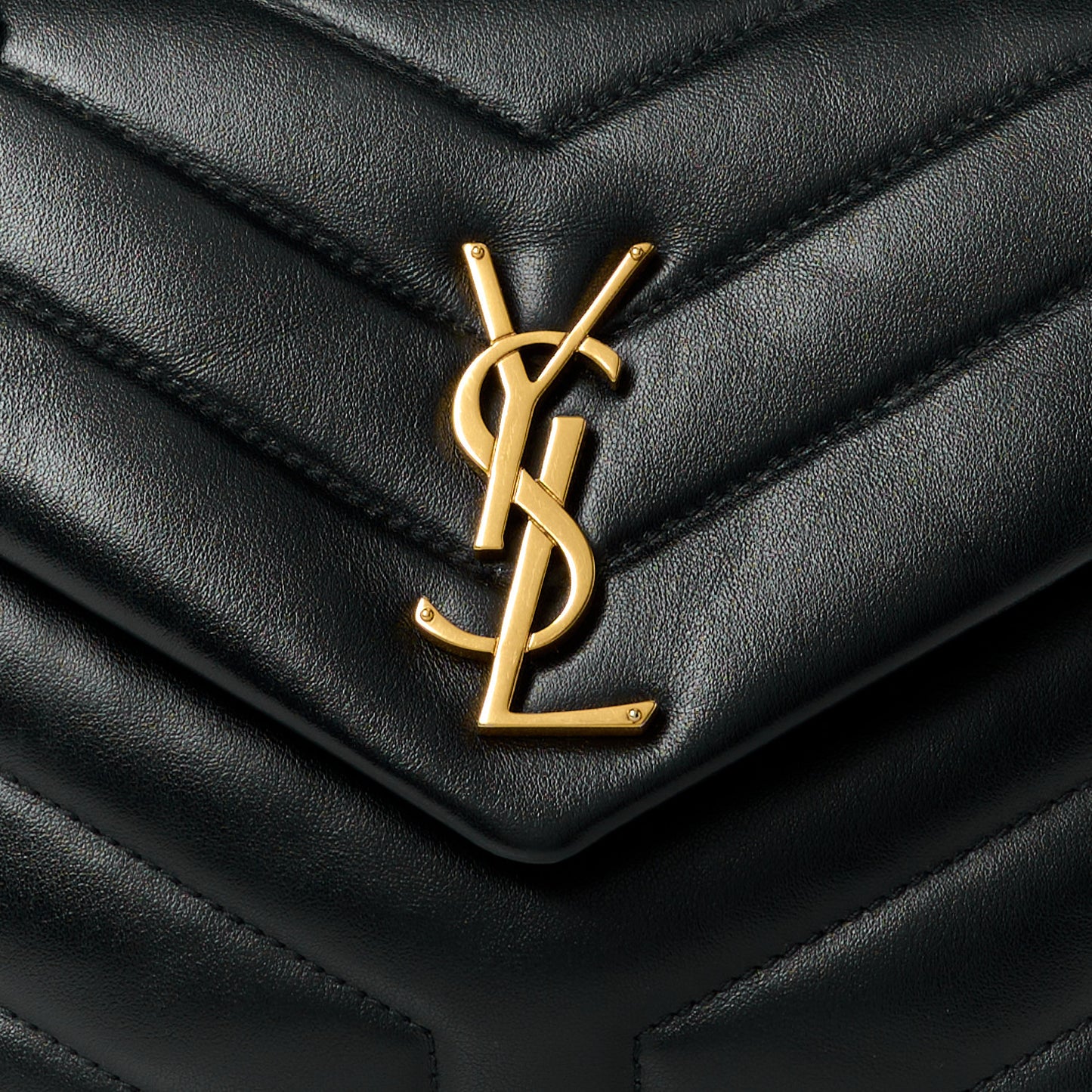 Calfskin Y Quilted Monogram Small Loulou Chain Satchel Black