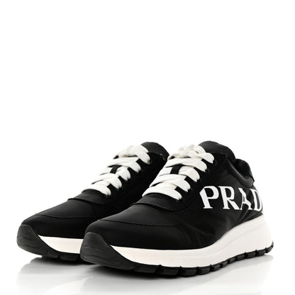 Prada Nylon Piuma Logo Sneakers 37 Black White 3 of 9