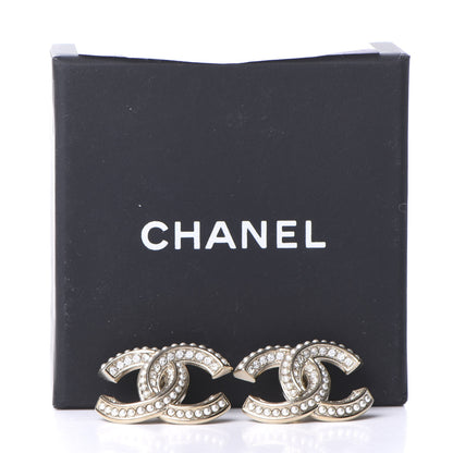 Chanel Crystal Pearl Chain Mania CC Earrings Gold 5 of 5