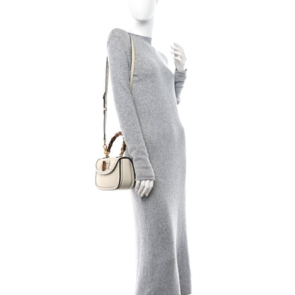 Gucci Monogram Jumbo GG Textured Dollar Calfskin Web Small Bamboo 1947 Top Handle Bag Off White 2 of 15