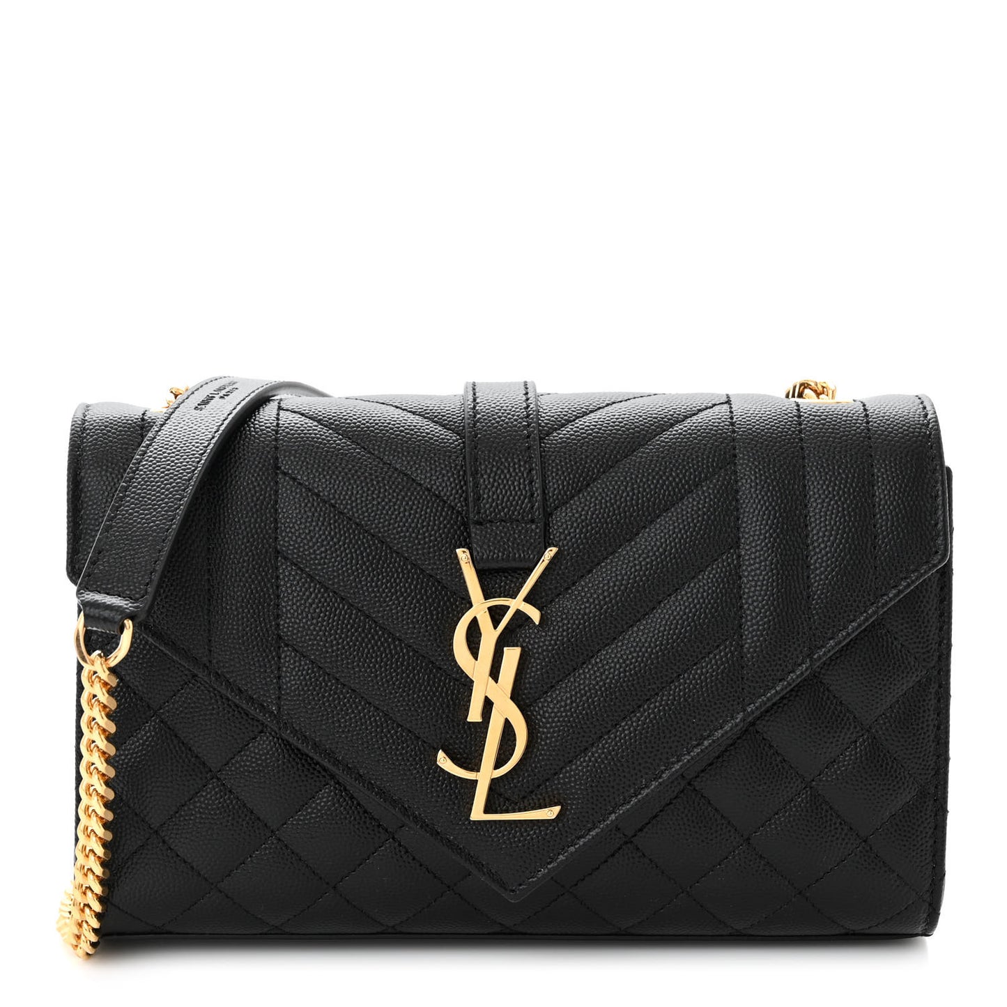 Grain De Poudre Textured Mixed Matelasse Triquilt Small Monogram Satchel Black