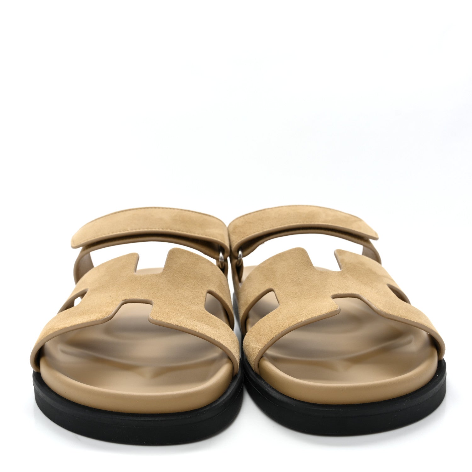 Hermes Suede Goatskin Womens Chypre Sandals 39 Beige Lin 3 of 10