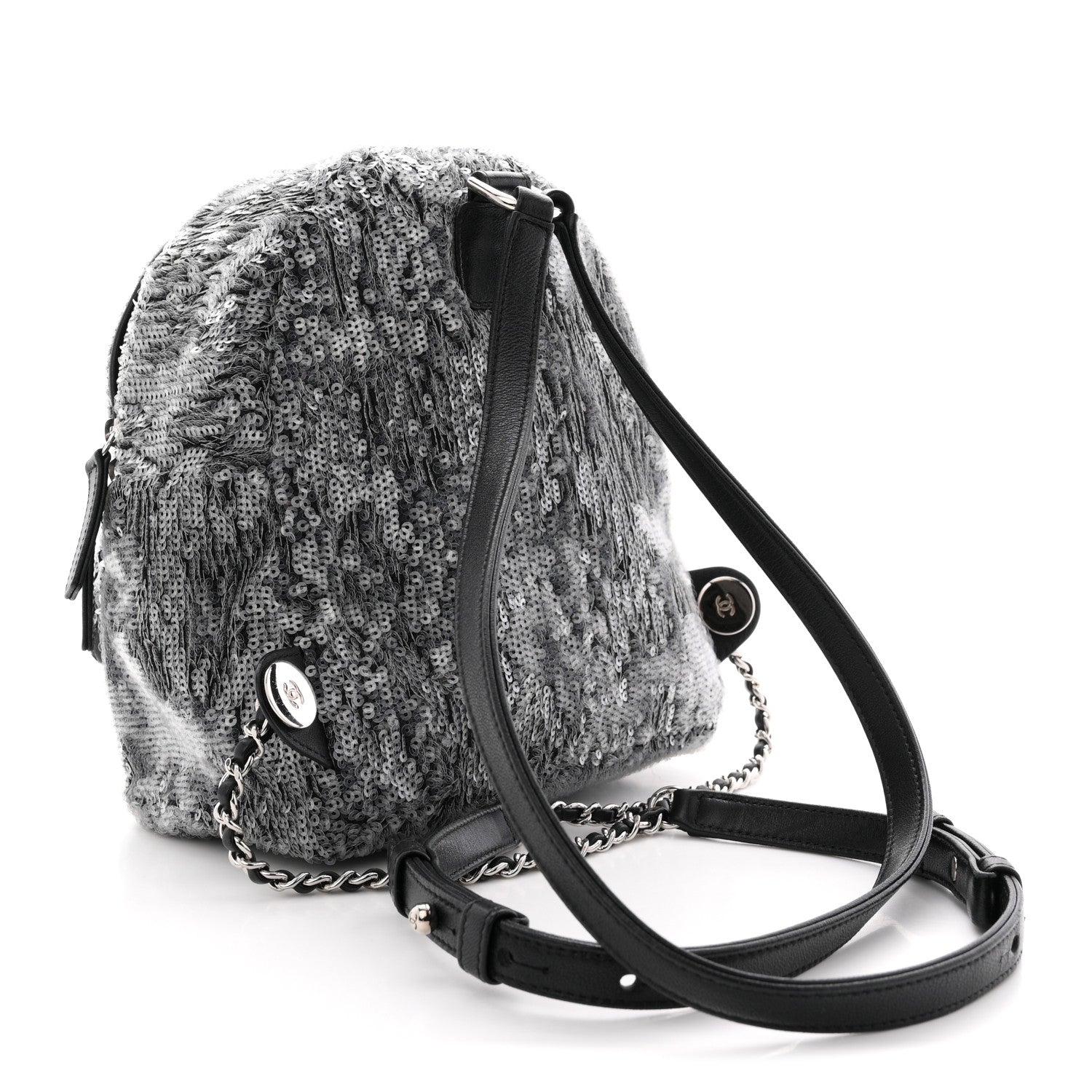 Chanel Sequin Waterfall Backpack Grey 3 of 10