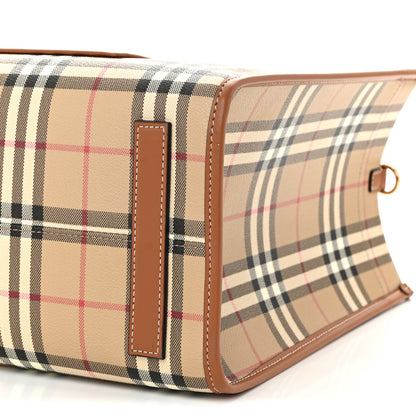 Burberry Canvas Vintage Check Calfskin Medium Freya Tote Briar Brown 11 of 13