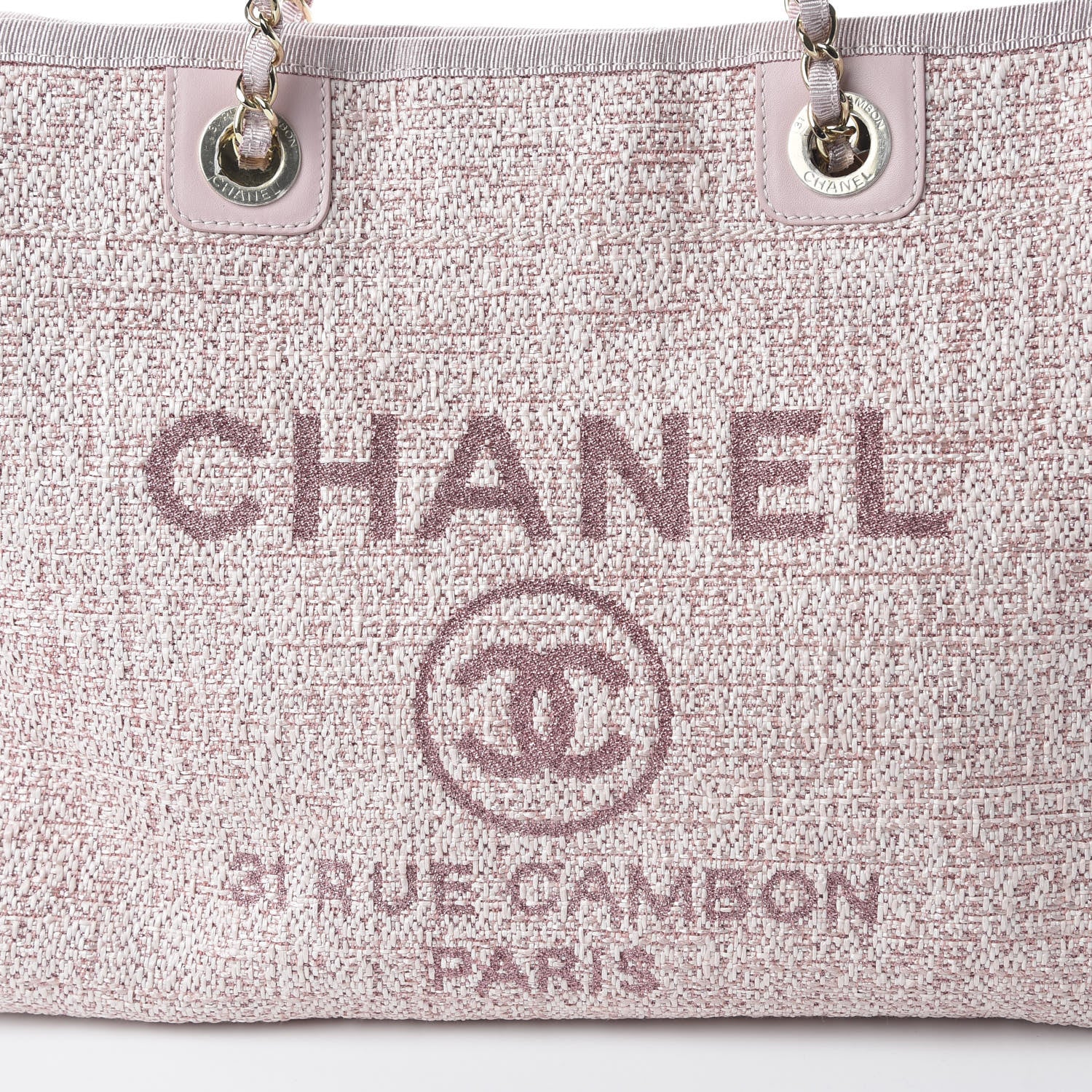 Chanel Straw Lurex Small Deauville Tote Pink 10 of 10
