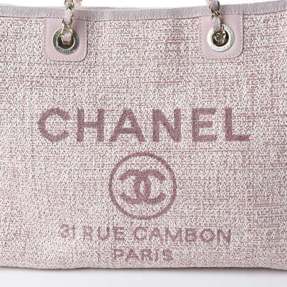 Chanel Straw Lurex Small Deauville Tote Pink 10 of 10