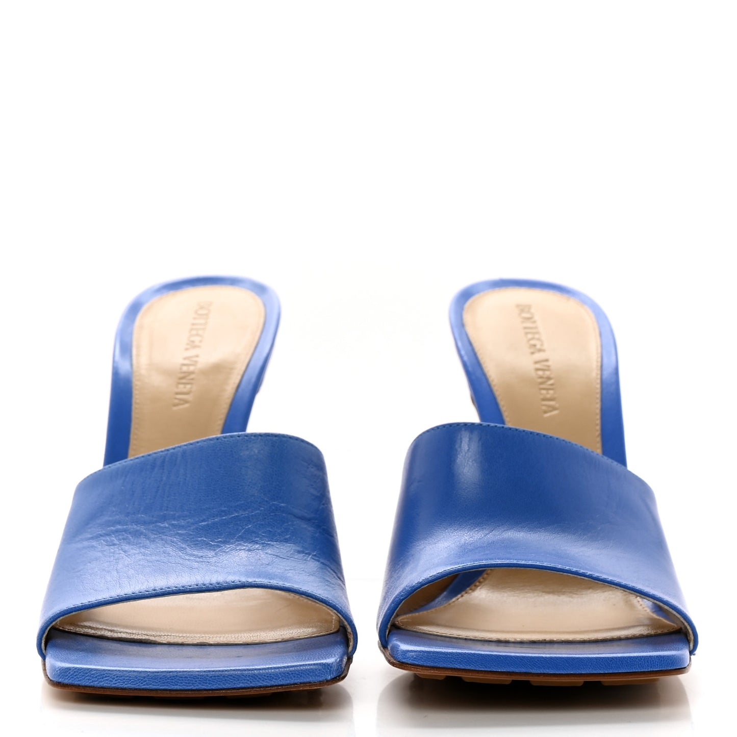 Lambskin Stretch Mule Sandals 37 Aquarium