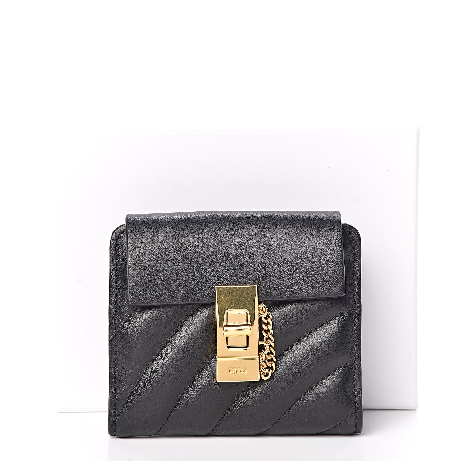 Chloe Lambskin Quilted Drew Square Wallet Black 9 of 9