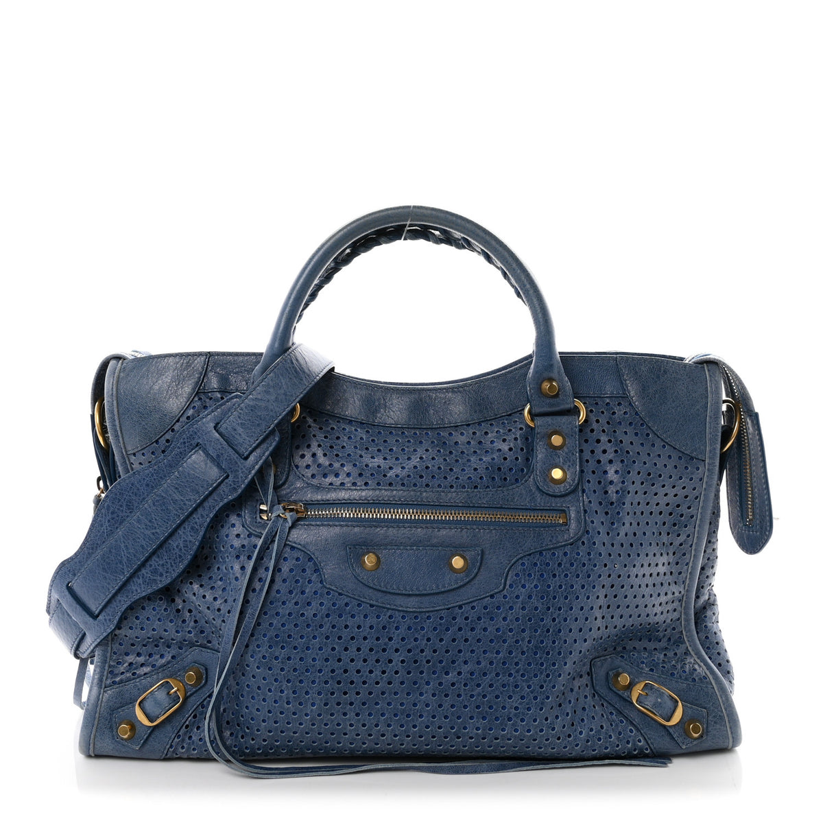 Balenciaga Agneau Classic Gold Hardware Perforated Dot City Atlantique 1 of 11