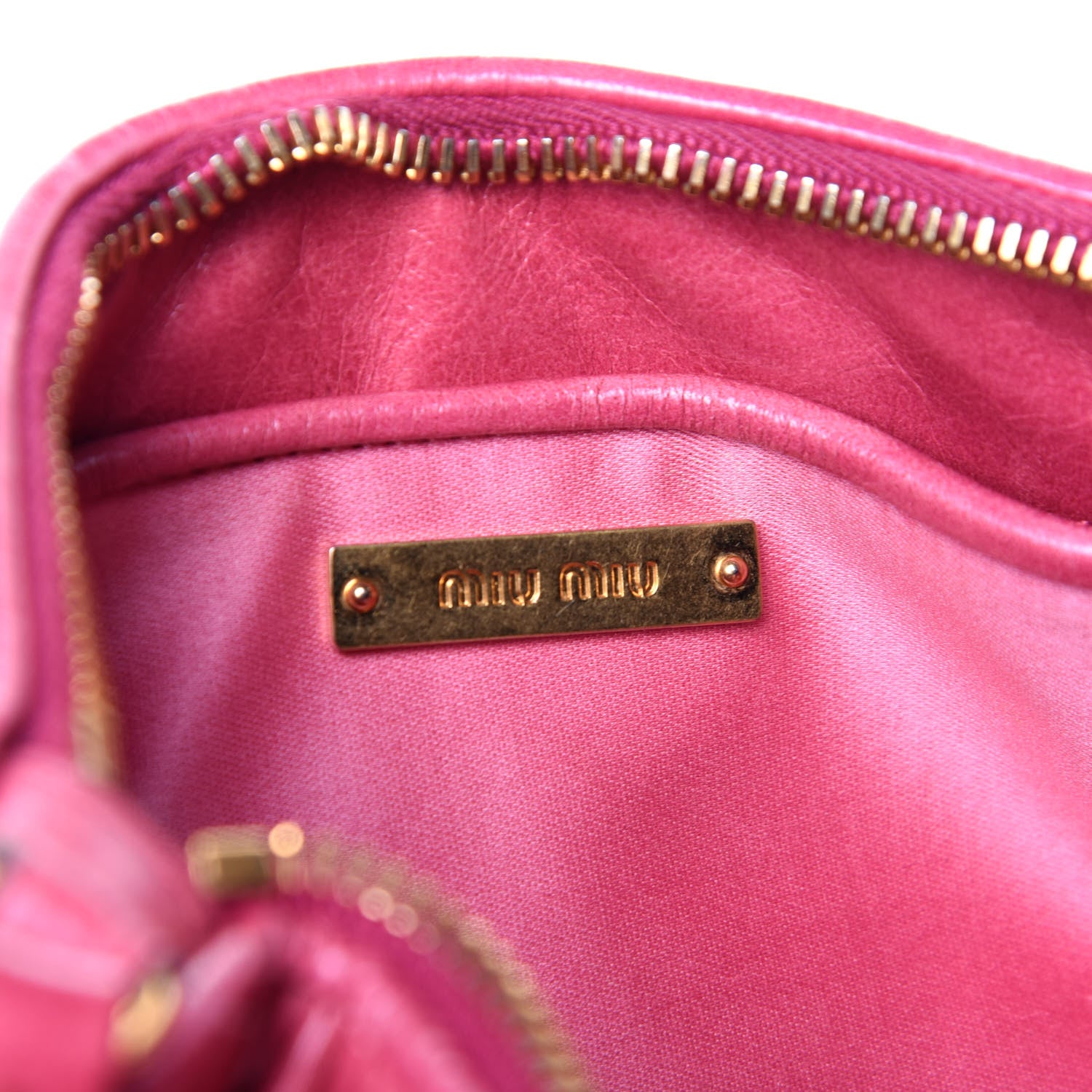 Miu Miu Vitello Shine Quilted Wristlet Peonia 6 of 12