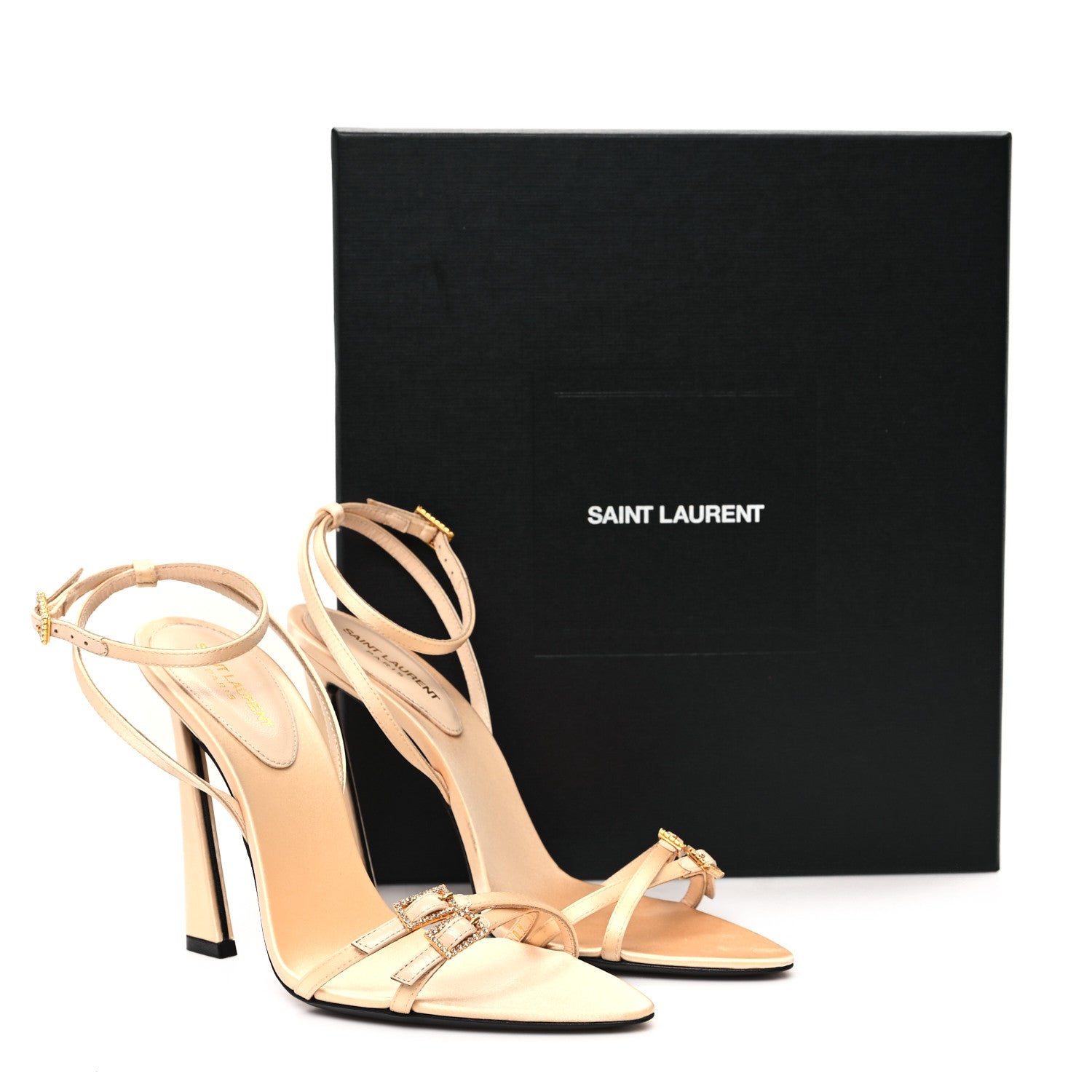 Saint Laurent Crepe Satin Crystal New Nuit 110 Sandals 36.5 Soft Nude 10 of 10