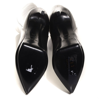 Saint Laurent Leather Mid-Heel Knee High Boots 36.5 Black 5 of 7