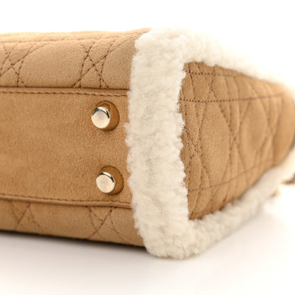Christian Dior Suede Shearling Cannage Mini Lady Dior Camel 10 of 10