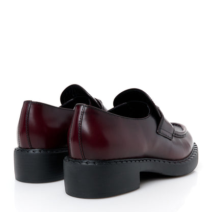 Prada Spazzolato Metal Triangle Logo 50mm Loafers 39.5 Cordovan 5 of 9