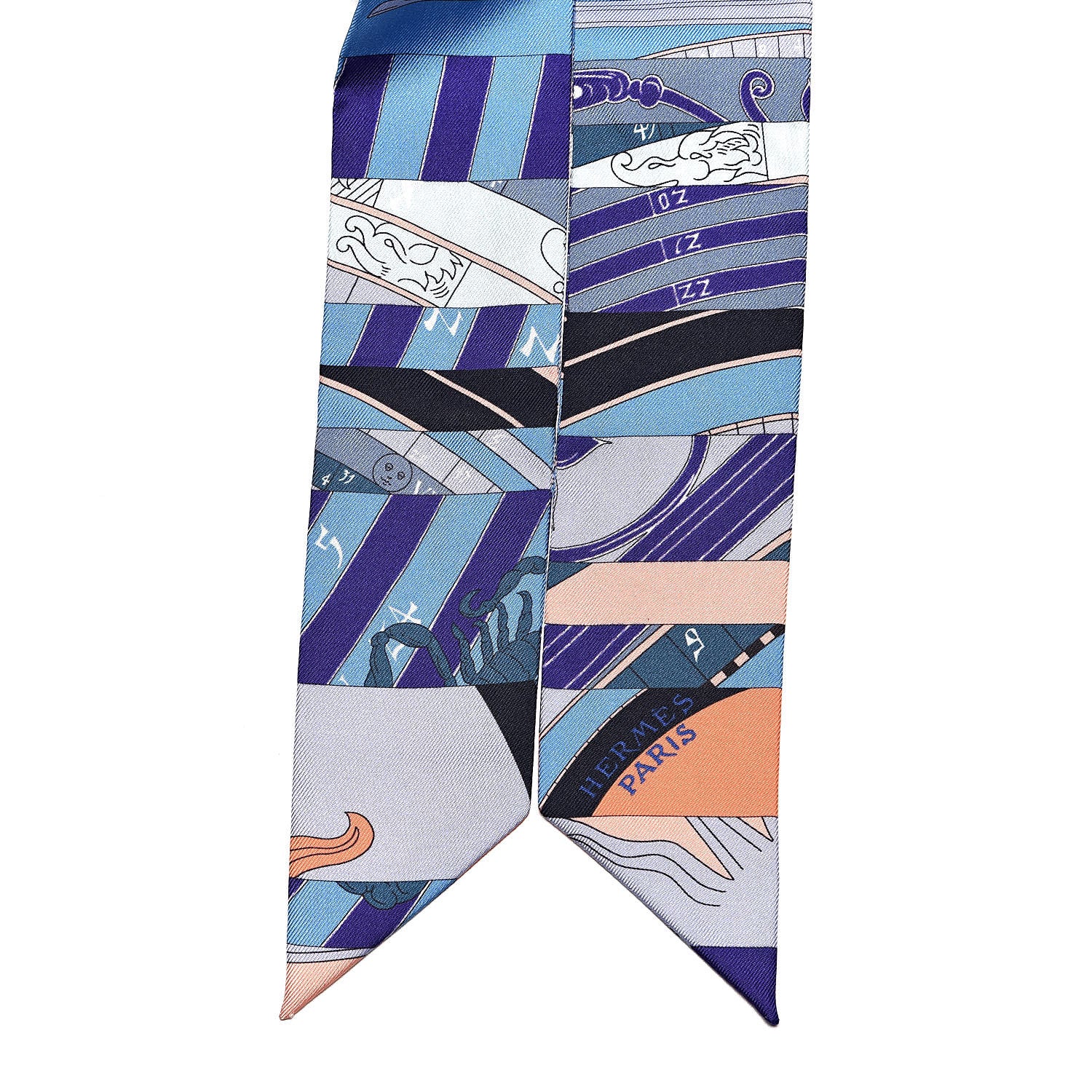 Hermes Silk Astrologie Nouvelle Twilly Ultraviolet Bleu Corail 3 of 5