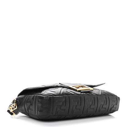 Fendi Nappa FF 1974 Embossed Large Baguette Black 4 of 13