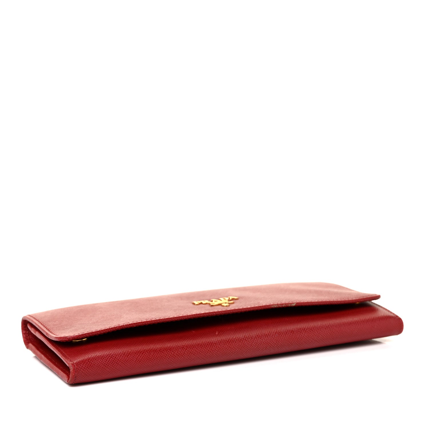 Prada Saffiano Metal Oro Chain Wallet Fuoco 4 of 10