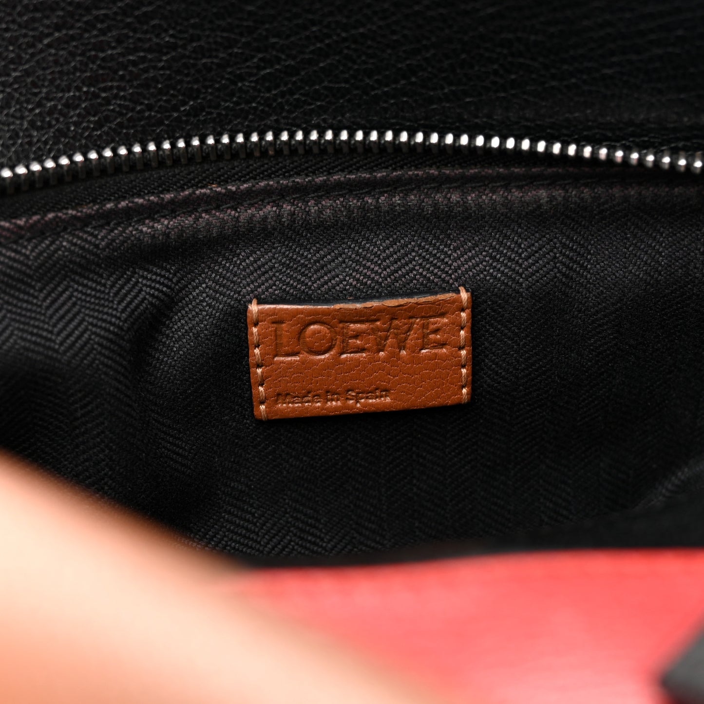 Calfskin Colorblock Medium Puzzle Bag Tan Red Black