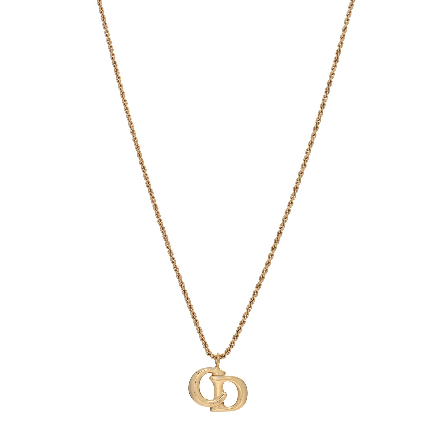 Christian Dior Metal CD Logo Pendant Necklace Gold 1 of 4
