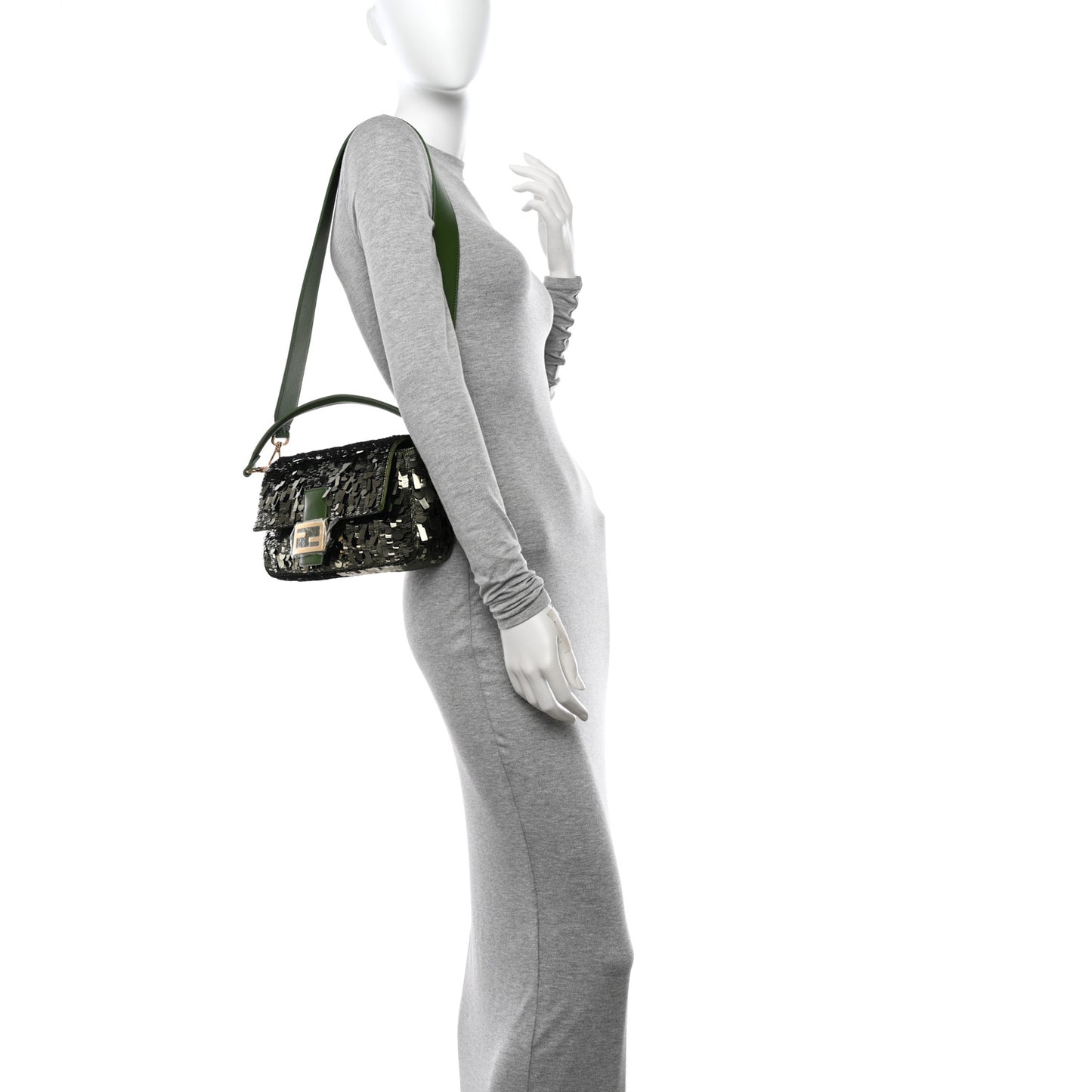 Sequin Paillettes Vitello Grace Sex and the City Baguette Avocado