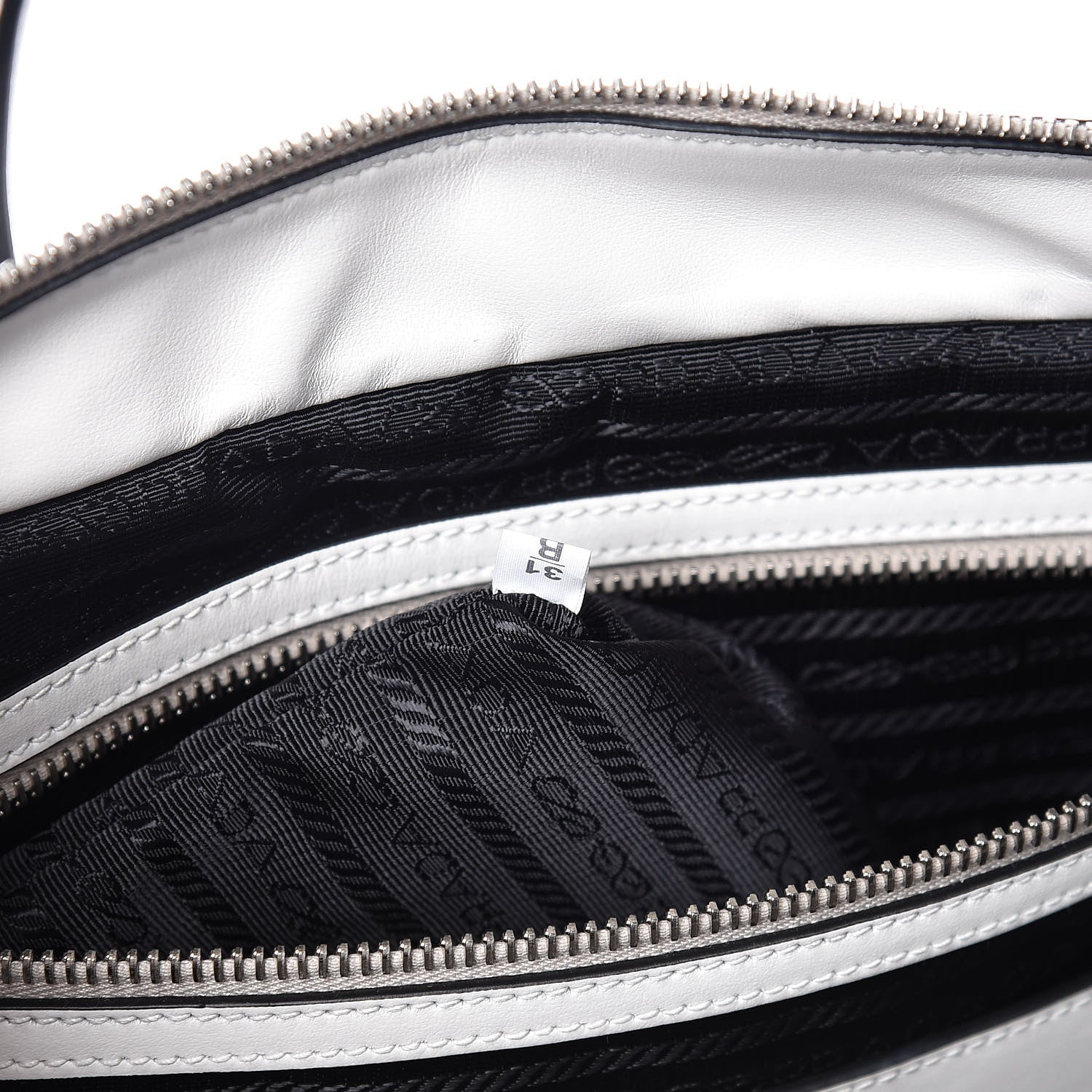 Prada City Calfskin Racing Logo Bowler White Black 7 of 9
