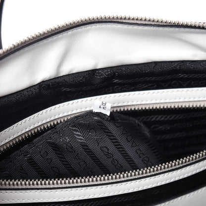 Prada City Calfskin Racing Logo Bowler White Black 7 of 9