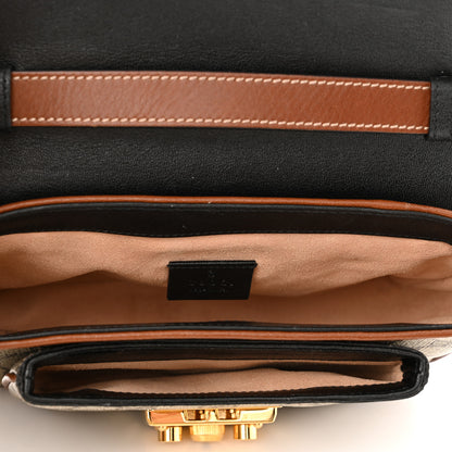 Gucci GG Supreme Monogram New Sakai Lux Calfskin Mini Padlock Flap Pocket Shoulder Bag Beige Ebony Black Cuir 5 of 12