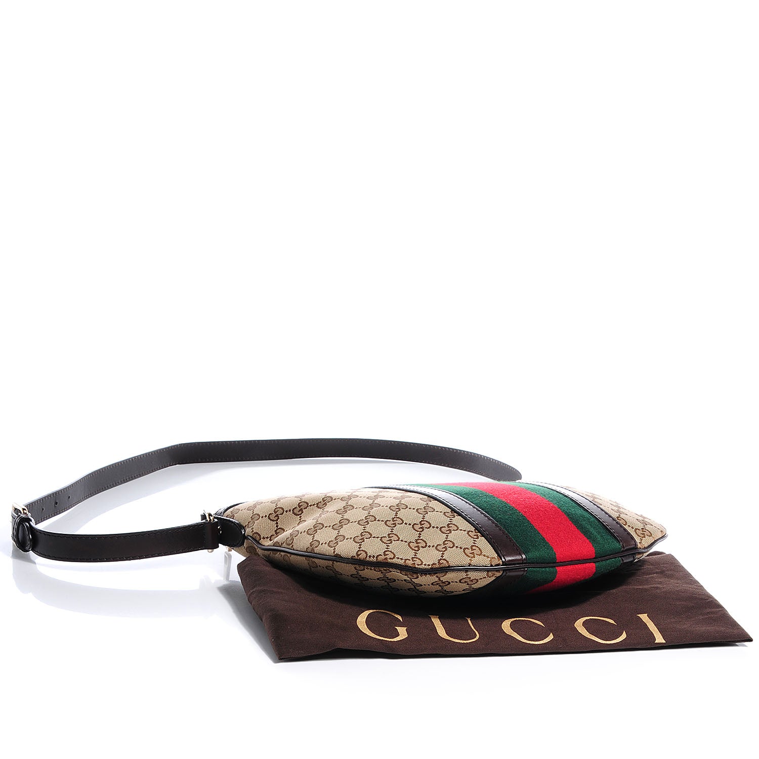 Gucci Monogram Vintage Web Medium Half Moon Hobo Dark Brown 4 of 7