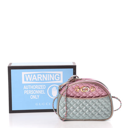 Gucci Laminated Nappa Trapuntata Mini Zumi Dome Shoulder Bag Rosa Lago Rame 10 of 10
