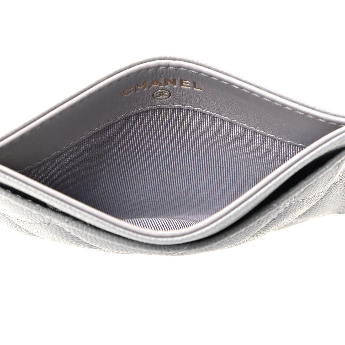 Caviar Quilted Card Holder Grey