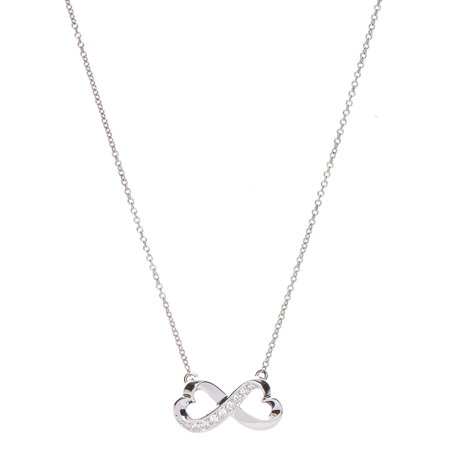 18K White Gold Diamond Paloma Picasso Double Loving Heart Necklace