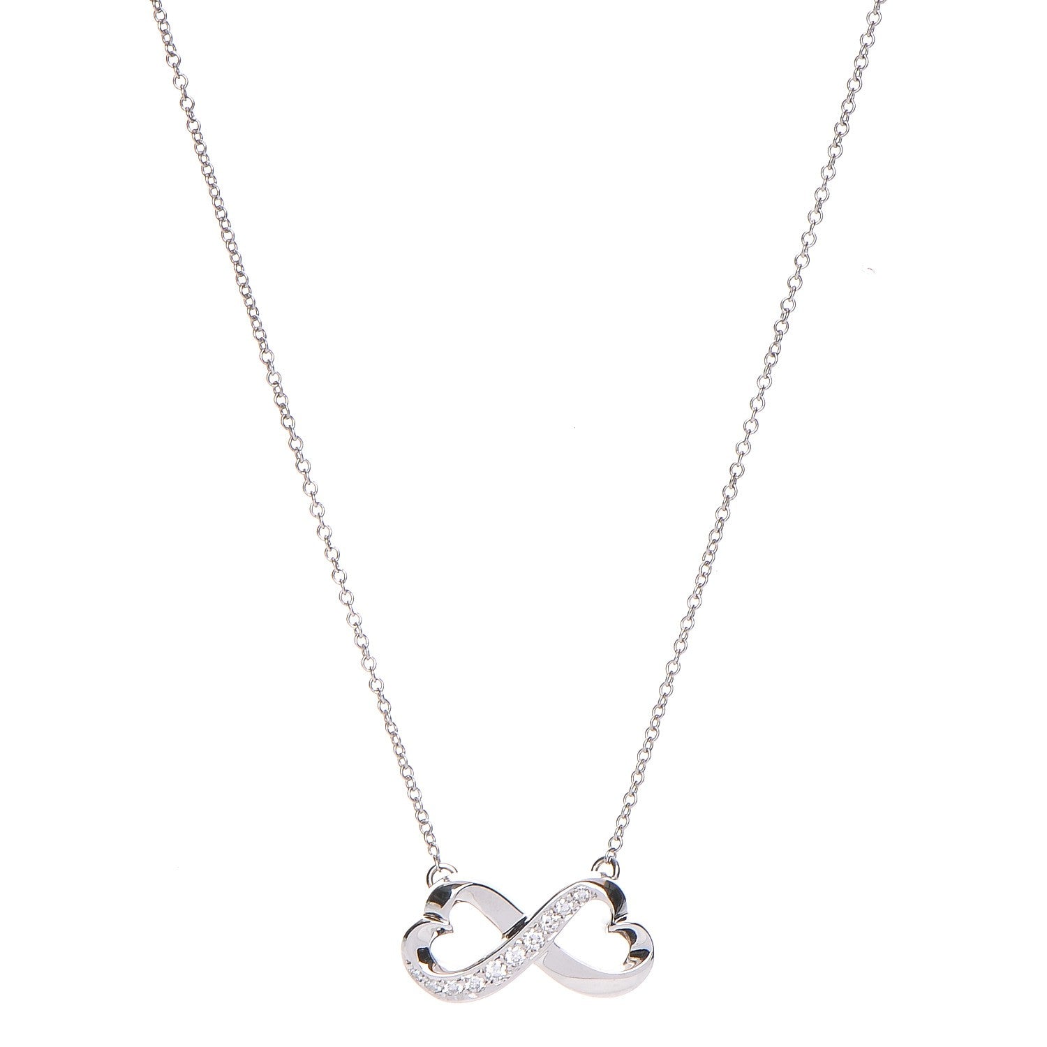 Tiffany 18K White Gold Diamond Paloma Picasso Double Loving Heart Necklace 1 of 11