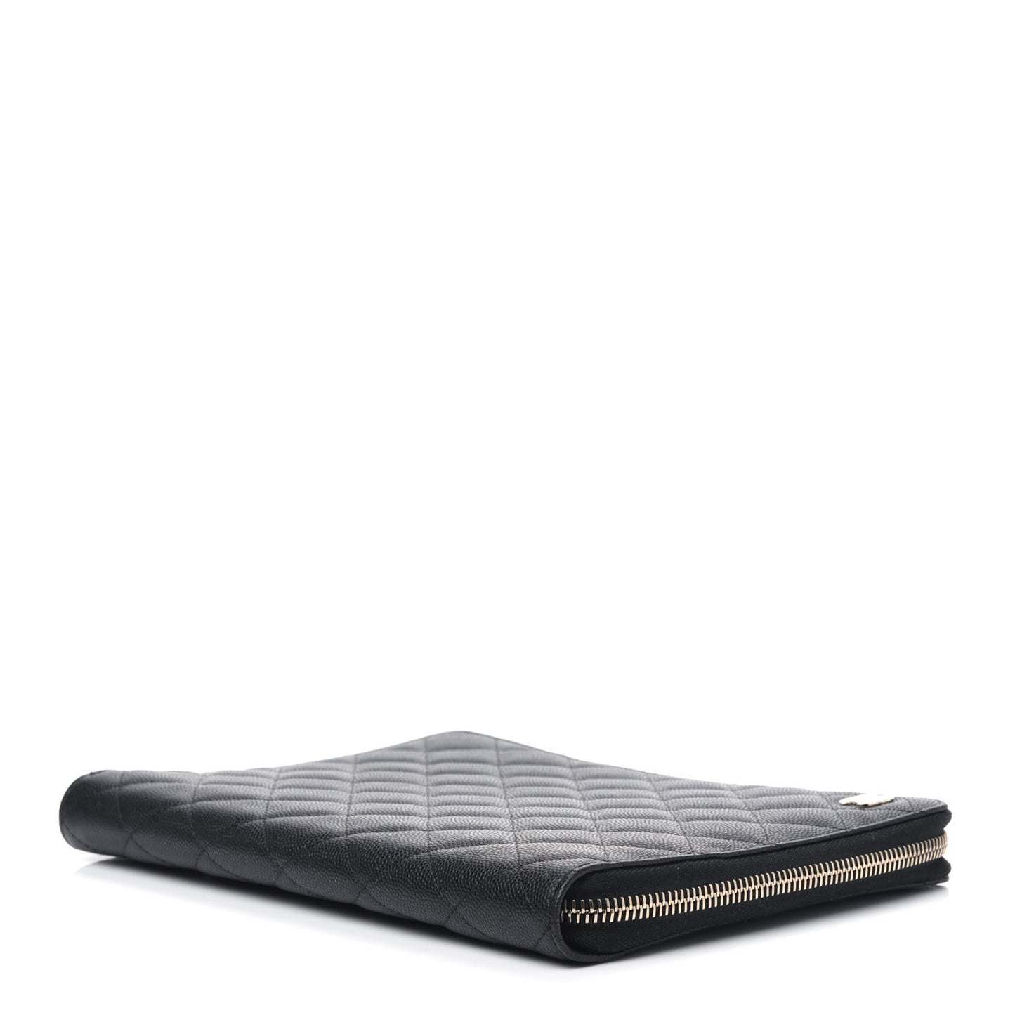 Caviar Quilted Zip Around Notebook Agenda Cover Black
